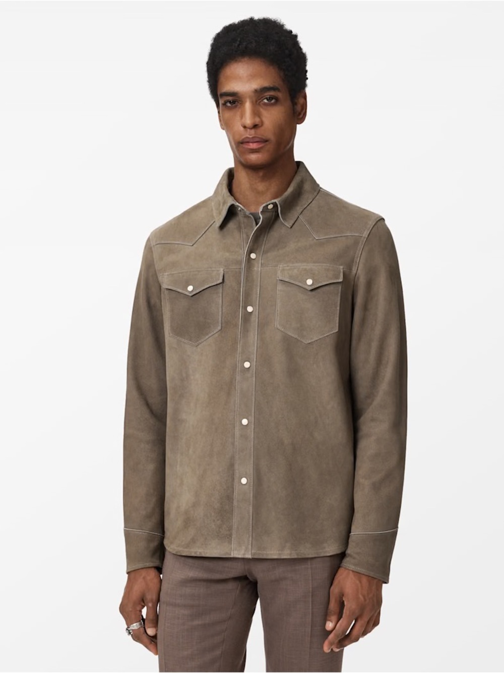 $798 NWT John Varvatos Sage Shirt Jacket Size EU 48 USA 38